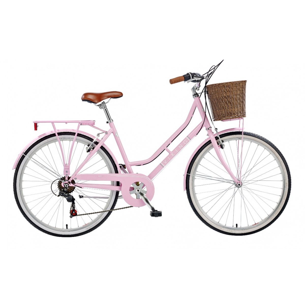 pink bike with basket ladies